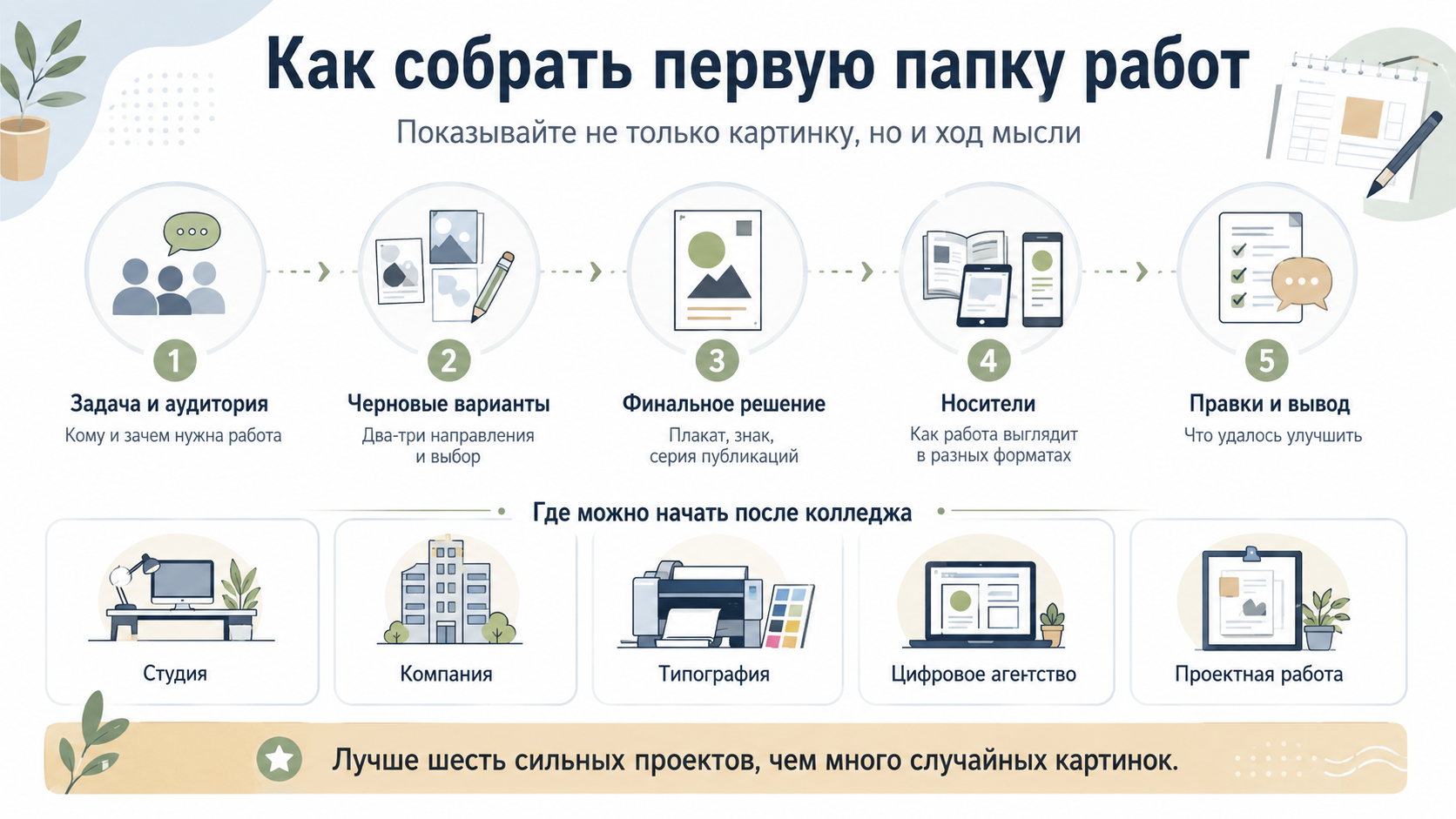 Как собрать первую папку работ